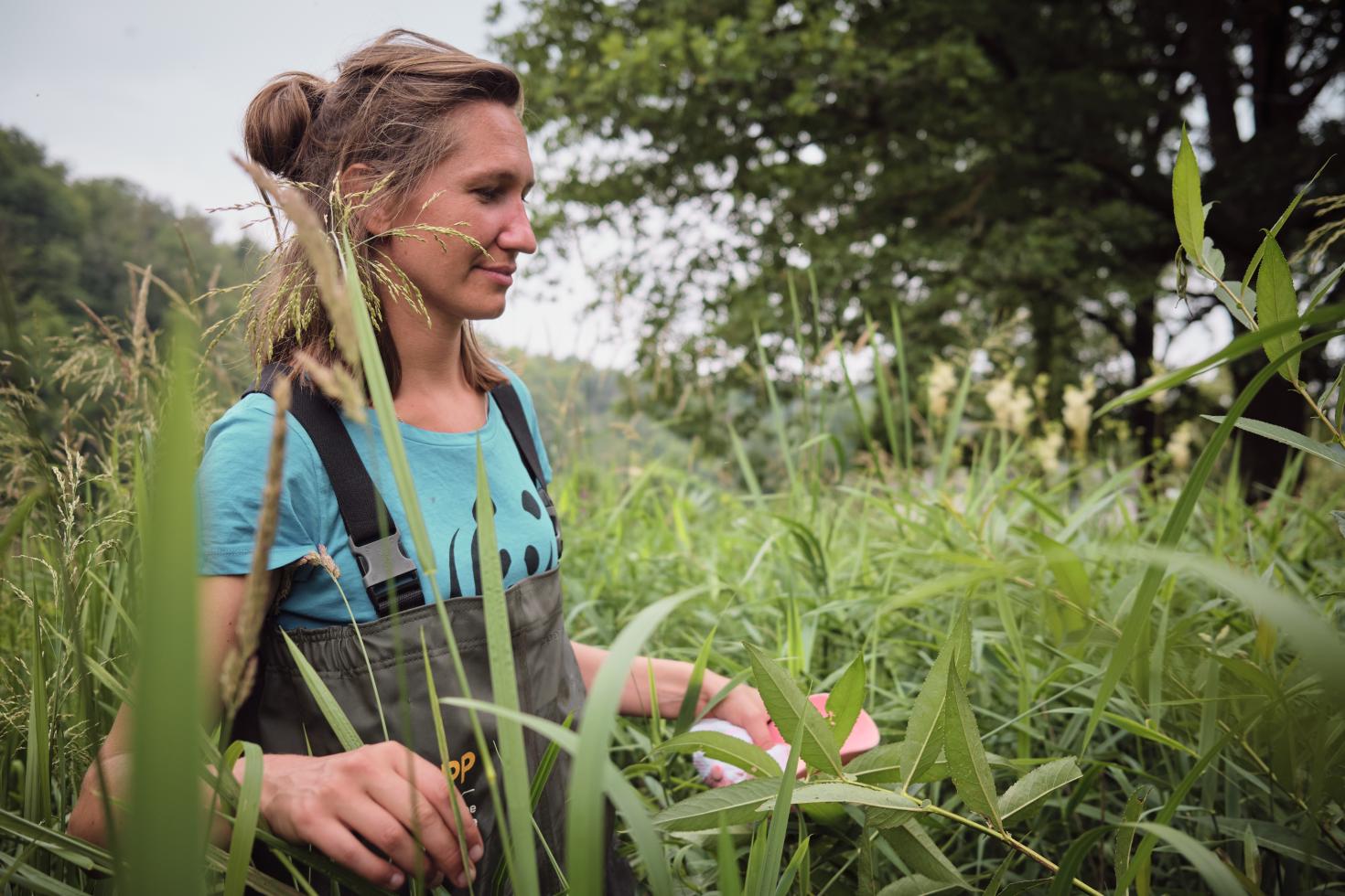 Onze collega Céline in de Semoisvallei op het terrein 