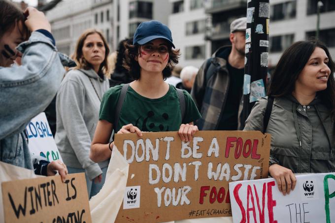 Young lady protesting with WWF during the national Climate March